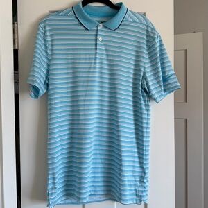 Nike Dri-Fit Light Blue and White Striped Polo Shirt Small